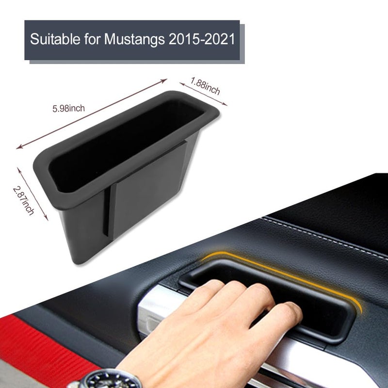 CHRYMUM 2PCS Car Door Side Storage Box, Front Door Storage Pockets, Car Interior Accessories Side Insert Organizer Box Net Pocket Compatible with Ford Mustang 2015-2024 - Image 2